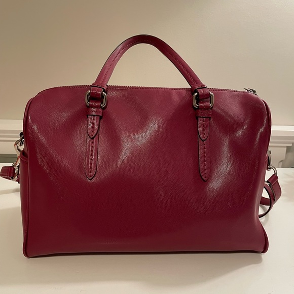 Coach Satchel crossgrain handbag with crossbody strap. - Picture 2 of 8